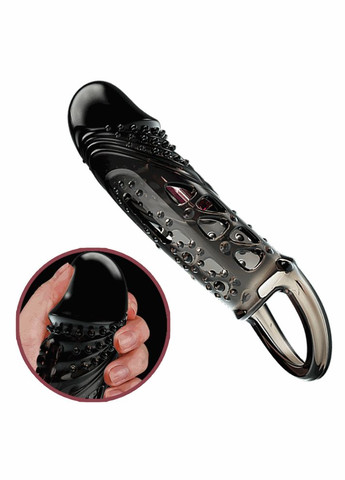 Чорна насадка на пеніс з вібрацією та підхопленням мошонки Pretty Love "Cecelia" LyBaile (301872407)