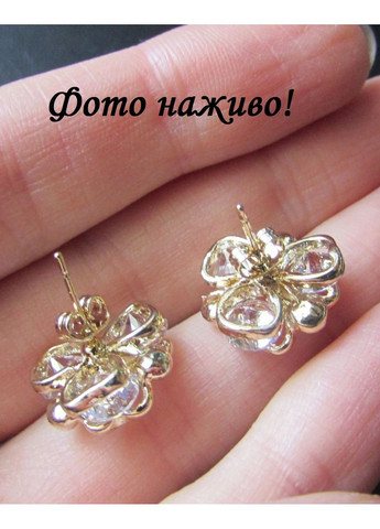 Набір біжутерії - кулон і сережки квіти з фіанітами, 8338 No Brand (362050378)