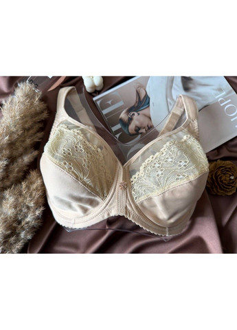 Бежевый бежевый кружевной бюстгальтер большого размера без поролона Lanny Mode