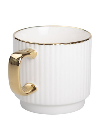 Чашка порцелянова із золотим обідком і золотою ручкою 300 (мл) Біла RX-N231129W Liling Rongxiang Ceramic (370974319)