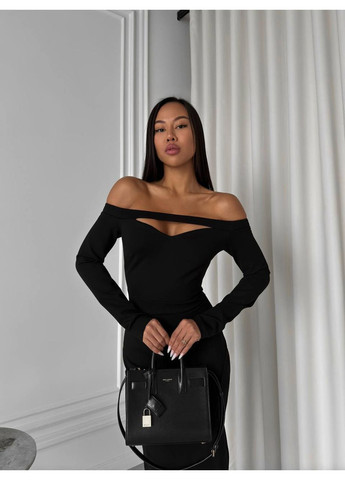 Чорна вечірня, кежуал елегантна жіноча сукня міді з відкритими плечима з відкритими плечима, з відкритою спиною Україна