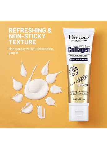 Сонцезахисний лосьйон Collagen Sunscreen Lotion SPF 50 PA+++, з колагеном та вітаміном С, 50 г Disaar (350349786)