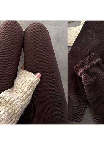 Теплі велюрові лосини в рубчик на хутрі No Brand (370032312)