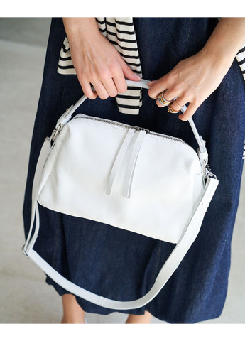 Шкіряна жіноча сумка Фрея біла з натуральної шкіри для повсякденного використання молодіжна м'яка 2 відділення ProDobro (367264852)