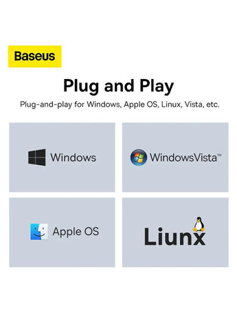 Внешняя сетевая карта / Сетевой адаптер Lite Type-C для RJ45 Ethernet 1000Mbps Черный (WKQX000301) Baseus (341325820)