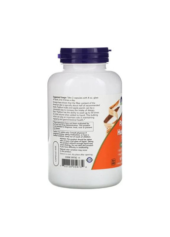 Псилиум Psyllium Huck Caps, шелуха семян подорожника, 700 мг, 180 капсул Now Foods (361114235)
