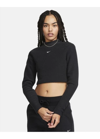 Топ Sportswear Phoenix Plush Slim Mock-Neck Long-Sleeve Cropped Cozy Fleece Top Black FN3619-010 Nike (398074383)