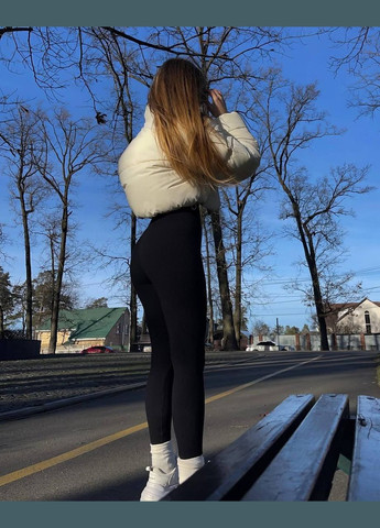 Черные зимние лосины в рубчике на флисе с высокой талией. No Brand