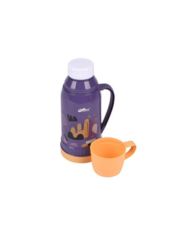 Термос для напитков Daydays детский с ручкой и чашкой, 1 л, фиолетовый с оранжевым. Supretto (318018851)