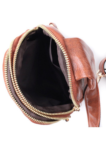 Компактная женская сумка через плечо на два отделения из экокожи 22783 Коричневый Vintage (303877237)