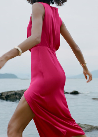 Розовое праздничный платье Zara однотонное