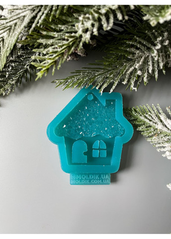Молд Будиночок з кристалами на даху форма для новорічних іграшок на ялинку силіконова форма для епоксидної смоли No Brand (370566450)