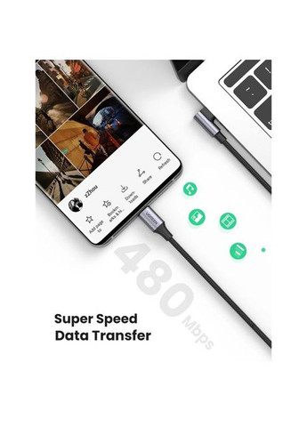 Кабель Ugreen USB 2.0Type-C to Type-C 2.0m 100W US334 Black (268141335)