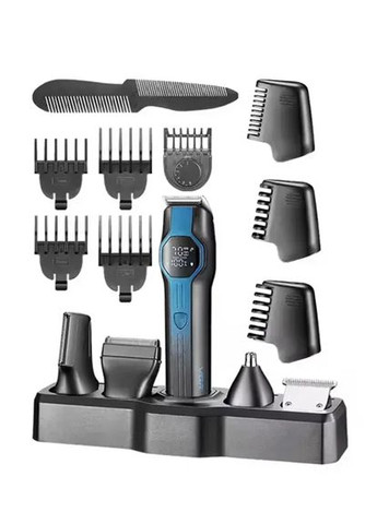 Набор аккумуляторный V-173 для стрижки волос 13в1 с LED-дисплеем и подставкой Черный с синим 5 Вт VGR (361309663)