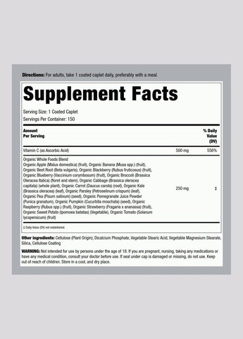 Витамины с суперпродуктами и витамином C Whole Foods + Vitamin C 150 капс. Piping Rock (346513830)