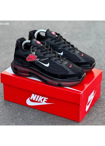 Чорні літні кросівки nike air black red найк аір No Brand