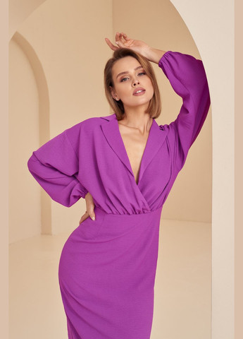 Фиолетовое платье на забор деми вискоза жатка фиолетовая Vovk однотонное
