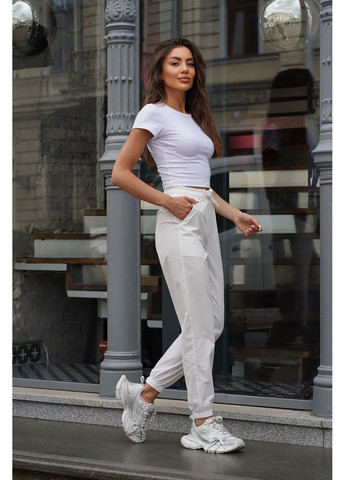 Женские спортивные штаны белого цвета из хлопчатобумажной плащевой ткани Teamv (360641619)