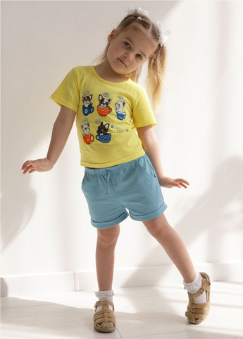 Жовта літня дитяча футболка для дівчинки ft-25-30 GABBI