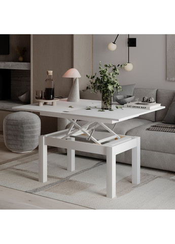 Стіл-трансформер B-Fly Glass 900x510x600 Білий діамант/Білі ноги/Графітове скло (TB10010100112) Art In Head (337309365)