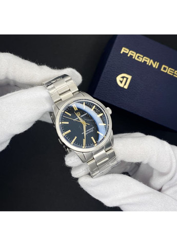 Годинник Silver-Black кварцовий чоловічий з сапфіровим склом водонепроникний для спорту та відпочинку ProDobro (367264864)