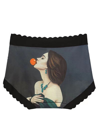 Яскраві жіночі труси-сліпи Дівчина з жуйкою чорні No Brand (361225271)