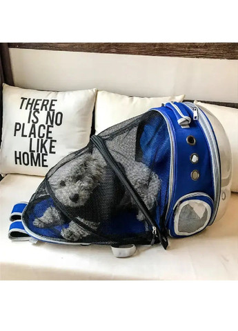 Рюкзак сумка переноска з підстилкою вентиляцією прозорою стінкою для тварин котів собак 42х31х29 см (477169-Prob) Синій Unbranded (295059488)