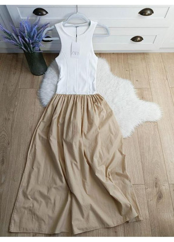 Белое комбинированное платье Zara