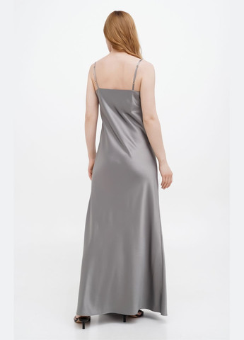Сіра коктейльна, вечірня шовкова сукня-комбінація "" з боковим розрізом сукня-комбінація Fayna однотонна