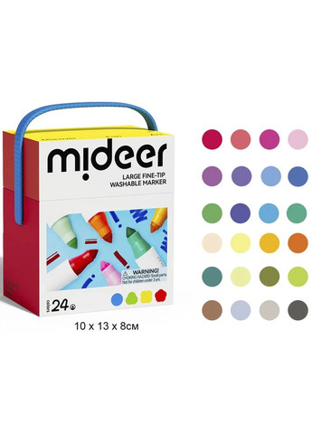 Большие смываемые детские маркеры - универсальные 24 шт (MD1550) на водной основе с тонким наконечником MiDeer (372807771)
