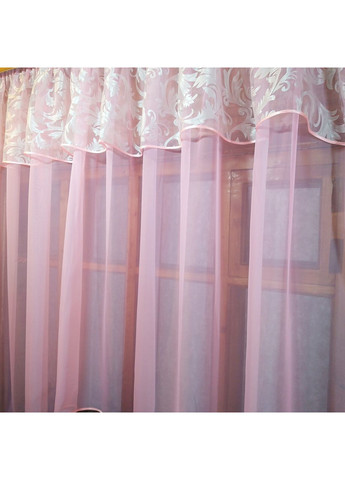 Кухонные занавески короткая Летиция розовая вензель No Brand (372134090)