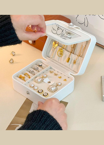 Стёганая шкатулка для украшений с зеркалом чёрного цвета No Brand (316680327)