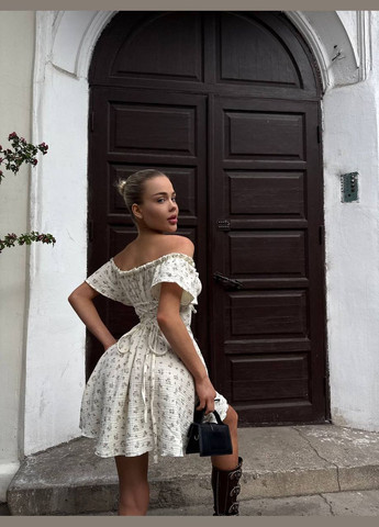 Светло-желтое повседневный, кэжуал, вечернее женское платье FINO Mode с цветочным принтом