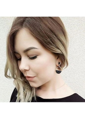 Сережки круглі монетки з чорним каменем No Brand (360898068)