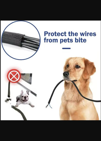 Обплетення кабелю фіксатор захист від тварин ізоляція для проводів від кішок/собак 1 м 50 мм Чорний Lencent (341534153)