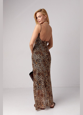 Леопардовий сарафан на бретелях із оголеною спиною Lurex (295185315)