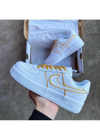 КРОСІВКИ ЖІНОЧІ NIKE AIR FORCE 1 WHITE GOLD НАЙК АІР ФОРС 1 БІЛІ No Brand білі демісезони (391950329)