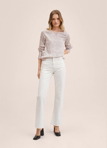 Пудровая блузка в горошек сатиновая рубашка вискоза Mango