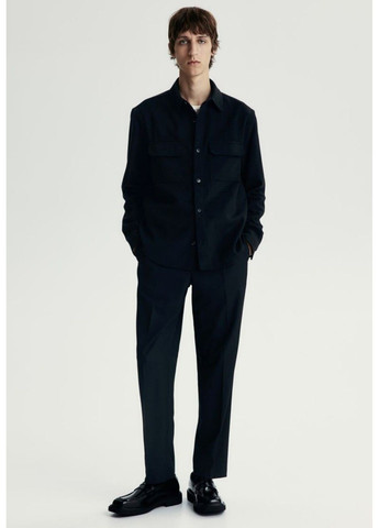 Чоловіча фетрова сорочка стандартного крою Н&М (57638) S Чорна H&M (302199146)