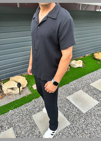 Черный демисезонный костюм двойка легкая дышащая ткань No Brand