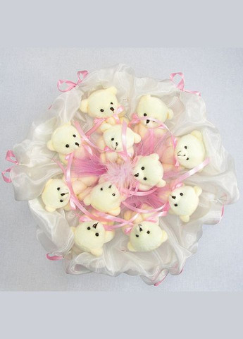 Букет з м'яких іграшок 11 ведмедиків 5286IT біло-рожевий Igratoria (364888760)