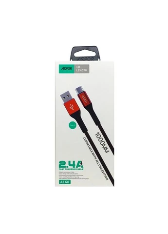 Кабель A168 USB – Type-C 2.4A/1м- 1м, красный Aspor (388967786)
