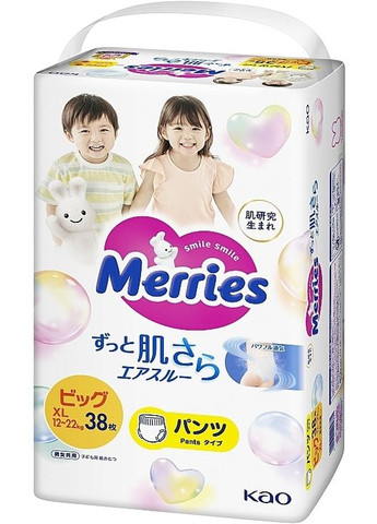 Трусики подгузники размер XL, 12-22 кг, 38 шт. 38шт (1353388-31021935) Merries (365799531)