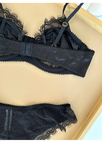 Чорний балконет комплект жіночої білизни | неперевершена елегантність, чорний мереживний Vital-Textile з кісточками поліестер, еластан