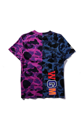 Футболка синьо-фіолетова Bape A Bathing Ape Shark Blue Purple Half Camo T-Shirt Womens - (356677819)