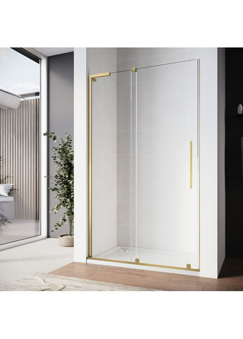 Дверь в нишу Walk-In раздвижная SR SD07-120x200-L-TR-12 прозрачное стекло Easy Clean 8мм Матовое золото (KR5687) KOER (369932885)