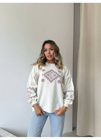 Молочный демисезонный женский свитер джемпер No Brand