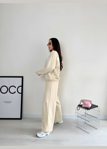 Весенний костюм брюки палаццо + свитшот тринитка петля, женский... No Brand (329890464)