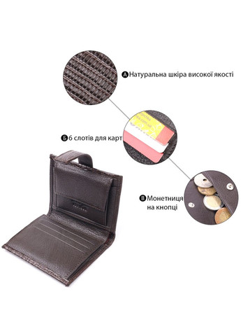 Вертикальный мужской кошелек из натуральной кожи с монетницей коричневый (sku_20991) No Brand (327820184)