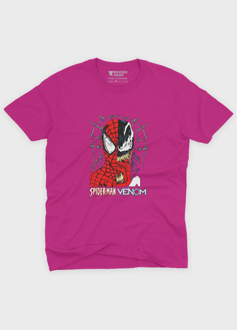 Розовая демисезонная футболка для девочки с принтом супергероя - человек-паук (ts001-1-fuxj-006-014-050-g) Modno